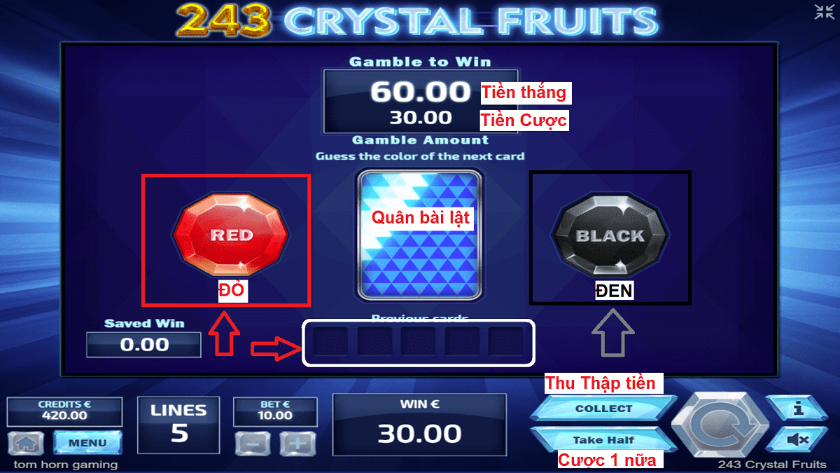Huong dan choi song bai Lasvegas game slot No Hu 243 Crystal Fruits TNP nha cai OXBET
