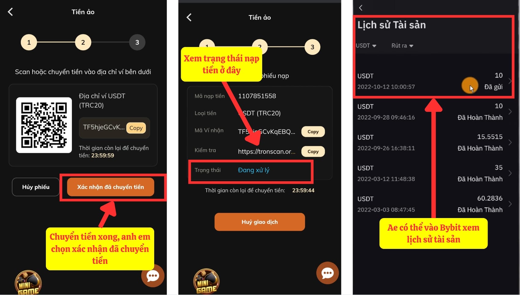 Nạp USDT vào Oxbet qua Bybit